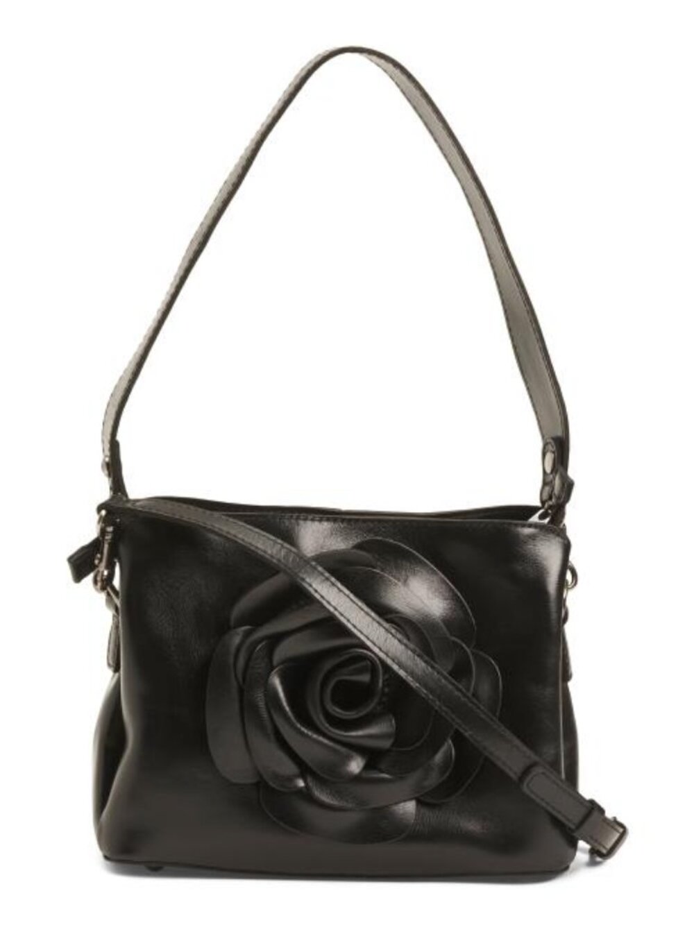 PATRICIA NASH Leather Abella Satchel With 3d Rose And Two Shoulder Straps